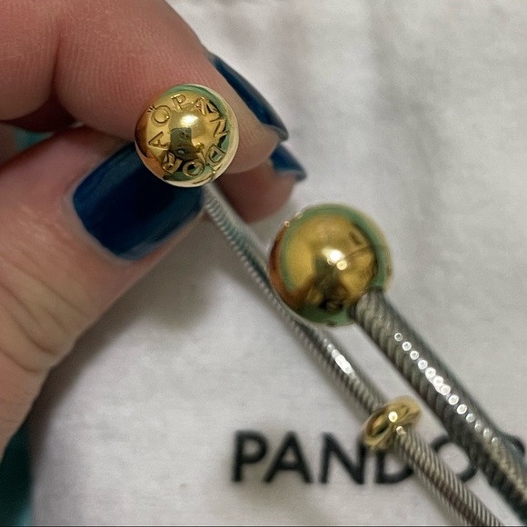 PANDORA two-tone snake chain open bangle - Picture 2 of 4